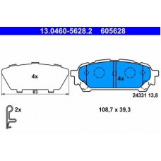 13.0460-5628.2 ATE Комплект гальмівних колодок, дискове гальмо