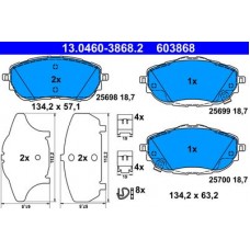 13.0460-3868.2 ATE Комплект гальмівних колодок, дискове гальмо