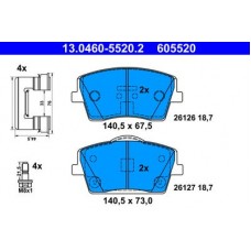 13.0460-5520.2 ATE Комплект гальмівних колодок, дискове гальмо