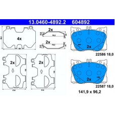 13.0460-4892.2 ATE Комплект гальмівних колодок, дискове гальмо
