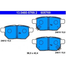 13.0460-5769.2 ATE Комплект гальмівних колодок, дискове гальмо
