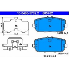13.0460-5762.2 ATE Комплект гальмівних колодок, дискове гальмо