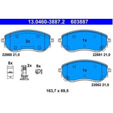 13.0460-3887.2 ATE Комплект гальмівних колодок, дискове гальмо