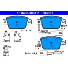 13.0460-3861.2 ATE Комплект гальмівних колодок, дискове гальмо