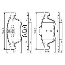 0 986 494 556 BOSCH Комплект гальмівних колодок, дискове гальмо