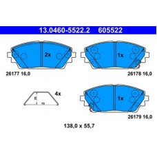 13.0460-5522.2 ATE Комплект гальмівних колодок, дискове гальмо