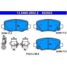 13.0460-2602.2 ATE Комплект гальмівних колодок, дискове гальмо