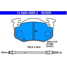 13.0460-3955.2 ATE Комплект гальмівних колодок, дискове гальмо