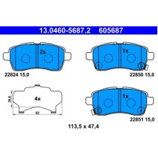 13.0460-5687.2 ATE Комплект гальмівних колодок, дискове гальмо
