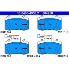 13.0460-4958.2 ATE Комплект гальмівних колодок, дискове гальмо