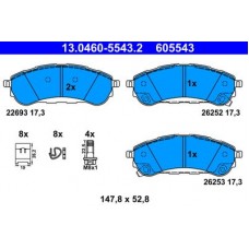 13.0460-5543.2 ATE Комплект гальмівних колодок, дискове гальмо