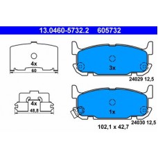 13.0460-5732.2 ATE Комплект гальмівних колодок, дискове гальмо