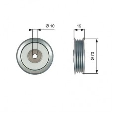 T36751 GATES Паразитный / ведущий ролик, поликлиновой ремень