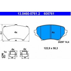 13.0460-5761.2 ATE Комплект гальмівних колодок, дискове гальмо