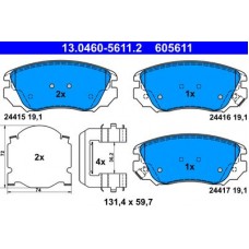 13.0460-5611.2 ATE Комплект гальмівних колодок, дискове гальмо