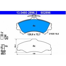 13.0460-2896.2 ATE Комплект гальмівних колодок, дискове гальмо