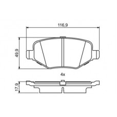 0 986 495 395 BOSCH Комплект гальмівних колодок, дискове гальмо