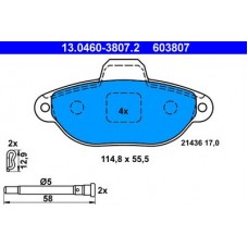 13.0460-3807.2 ATE Комплект гальмівних колодок, дискове гальмо