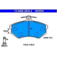 13.0460-2934.2 ATE Комплект гальмівних колодок, дискове гальмо