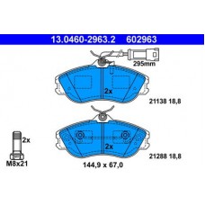 13.0460-2963.2 ATE Комплект гальмівних колодок, дискове гальмо