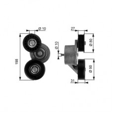T38167 GATES Натяжитель ремня, клиновой зубча