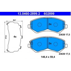 13.0460-2899.2 ATE Комплект гальмівних колодок, дискове гальмо