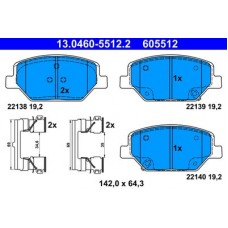 13.0460-5512.2 ATE Комплект гальмівних колодок, дискове гальмо