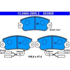 13.0460-3905.2 ATE Комплект гальмівних колодок, дискове гальмо