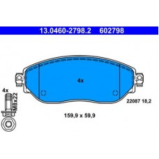 13.0460-2798.2 ATE Комплект гальмівних колодок, дискове гальмо
