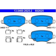 13.0460-2625.2 ATE Комплект гальмівних колодок, дискове гальмо