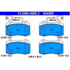 13.0460-4985.2 ATE Комплект гальмівних колодок, дискове гальмо