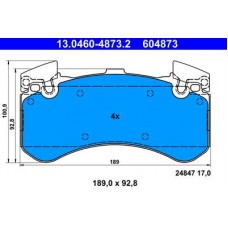 13.0460-4873.2 ATE Комплект гальмівних колодок, дискове гальмо