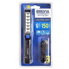 Brevia LED Pen Light 6SMD+1W LED, 150lm, 900mAh, microUSB, блістер BREVIA 11210