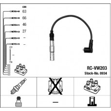 0934 Комплект ізольованих проводів для свічок запалення RC-VW203 NGK 0934